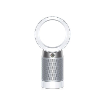 Refurbished Dyson Pure Cool DP04 Purifying Desk Fan in white/silver with HEPA filtration.
