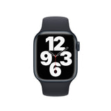 Refurbished Apple Watch Series 7 with 45mm midnight aluminum case and black sport band.