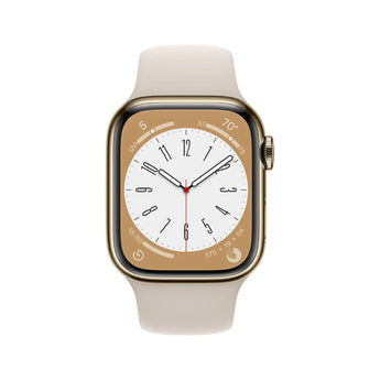 Refurbished Apple Watch Series 8 - 41mm Gold Stainless Steel Case with White Sport Band