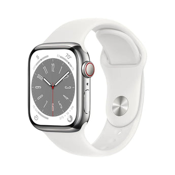 Refurbished Apple Watch Series 8 - 45mm Silver Stainless Steel Case with White Sport Band