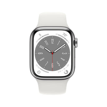 Refurbished Apple Watch Series 8 - 45mm Silver Stainless Steel Case with White Sport Band