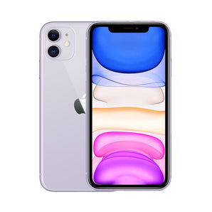 Refurbished iPhone 11 Purple with dual-camera system and sleek design.