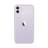 Refurbished iPhone 11 in purple with dual-camera system.