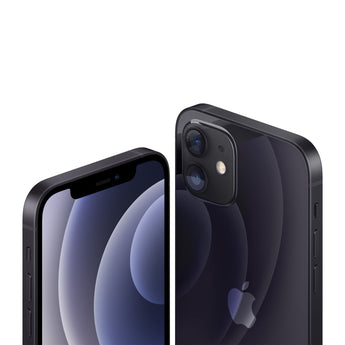 Refurbished iPhone 12 Black with HDR camera and Super Retina XDR display.