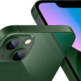 Refurbished iPhone 13 Green with HDR camera system and quality assurance.