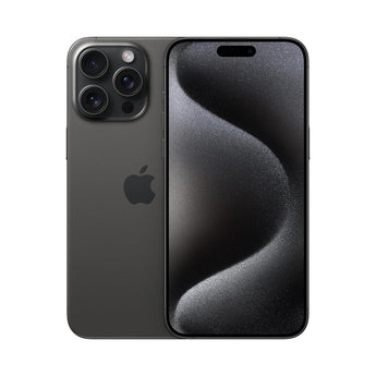 Refurbished iPhone 15 Pro Black Titanium with advanced camera and Super Retina XDR display.
