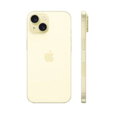 Refurbished iPhone 15 Yellow with dual-camera and Super Retina XDR display.