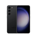 Refurbished Samsung Galaxy S23 in Phantom Black with vibrant display.