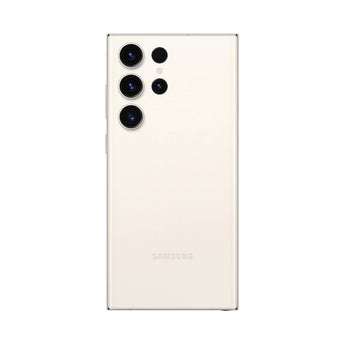 Refurbished Samsung Galaxy S23 Ultra in Cream, featuring powerful performance and sleek design.